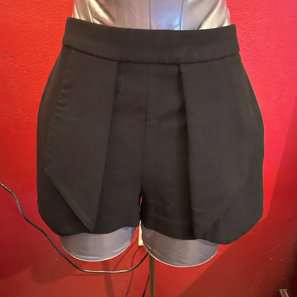 Zara XS Asymmetrical Black Envelope Skort Shorts